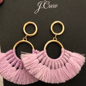 NWT J. Crew Tassel Fan Earrings, Lilac